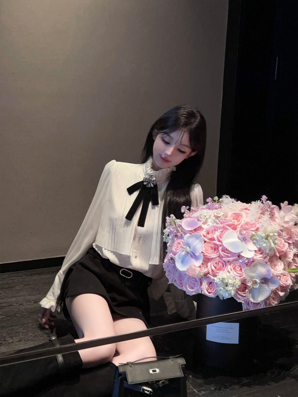 Black Bodycon Woolen Skirt with Belt - High Waist, Short Side Split Design for Winter Fashion Black Bodycon Woolen Skirt with Belt - High Waist, Short Side Split Design for Winter Fashion