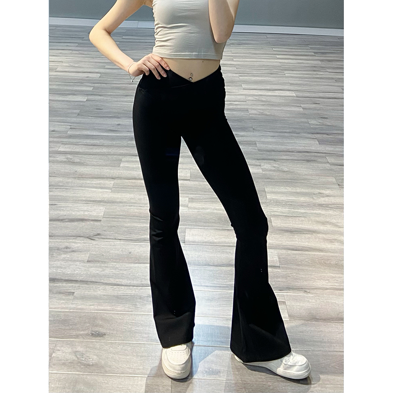 Black Brushed Flared Pants for Women - Versatile Casual Micro-Flare Jazz Dance Trousers, Spicy Girl Style, Trendy Ins Look Black Brushed Flared Pants for Women - Versatile Casual Micro-Flare Jazz Dance Trousers, Spicy Girl Style, Trendy Ins Look