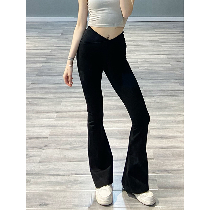 Black Brushed Flared Pants for Women - Versatile Casual Micro-Flare Jazz Dance Trousers, Spicy Girl Style, Trendy Ins Look Black Brushed Flared Pants for Women - Versatile Casual Micro-Flare Jazz Dance Trousers, Spicy Girl Style, Trendy Ins Look
