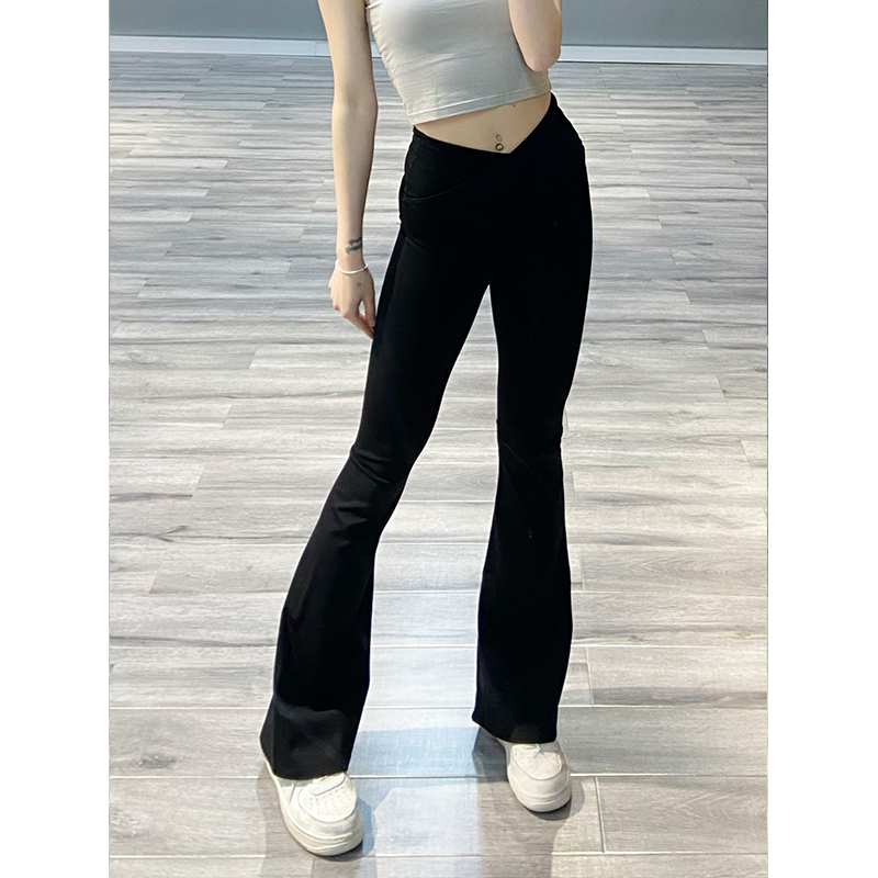 Black Brushed Flared Pants for Women - Versatile Casual Micro-Flare Jazz Dance Trousers, Spicy Girl Style, Trendy Ins Look Black Brushed Flared Pants for Women - Versatile Casual Micro-Flare Jazz Dance Trousers, Spicy Girl Style, Trendy Ins Look