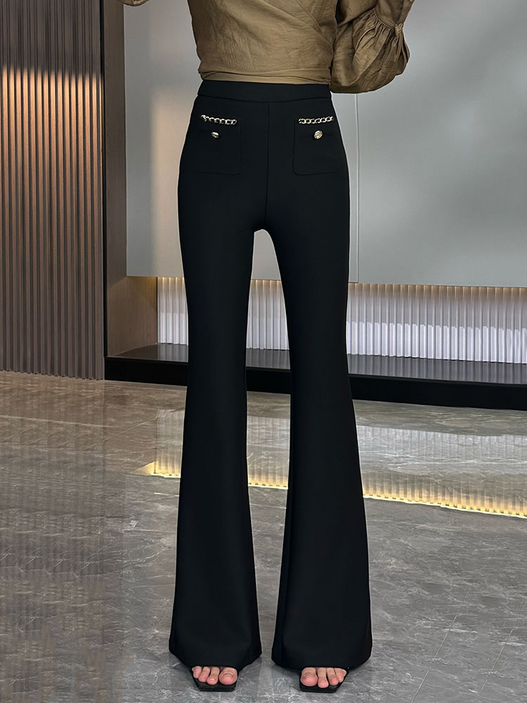 Black High-Waisted Slimming Straight-Leg Pants for Women - 2025 Summer Trend, Versatile Casual Wide-Leg Trousers