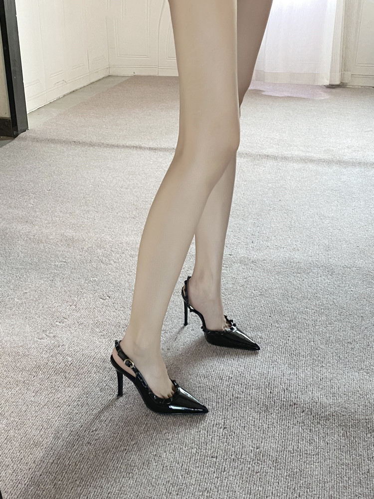 Black Patent Leather Studded Pointed Toe High Heels for Women, Sexy Dominatrix Style Thin Heels, 2025 Fashion Black Patent Leather Studded Pointed Toe High Heels for Women, Sexy Dominatrix Style Thin Heels, 2025 Fashion