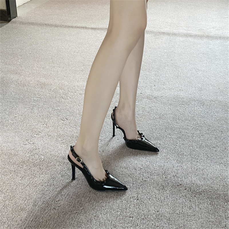 Black Patent Leather Studded Pointed Toe High Heels for Women, Sexy Dominatrix Style Thin Heels, 2025 Fashion Black Patent Leather Studded Pointed Toe High Heels for Women, Sexy Dominatrix Style Thin Heels, 2025 Fashion