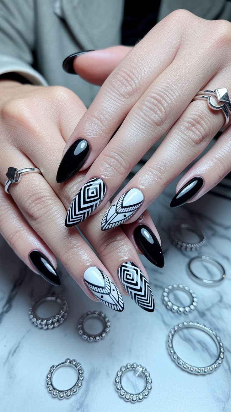 black and white nail designs elegant