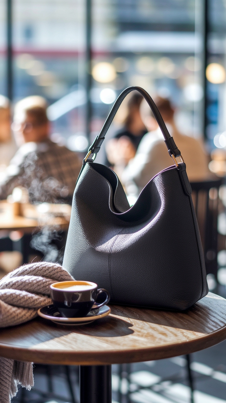 The Elegance of a Black Leather Shoulder Bag outfit idea