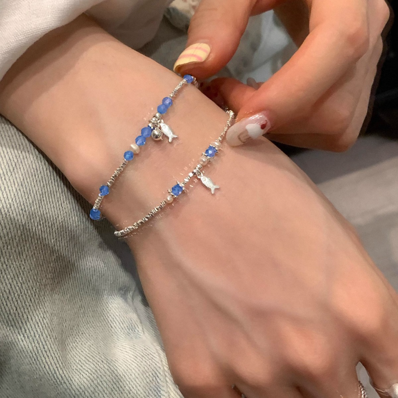 Blue Crystal Summer Dopamine Bracelet for Women - Light Luxury Design, Sweet & Cute Versatile Accessory Blue Crystal Summer Dopamine Bracelet for Women - Light Luxury Design, Sweet & Cute Versatile Accessory