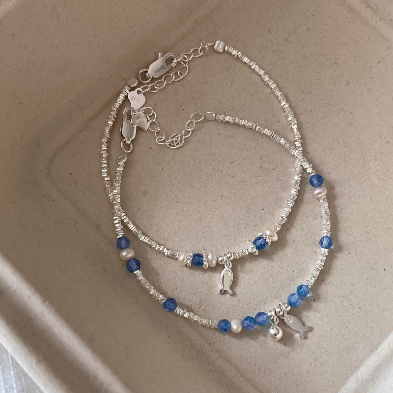 Blue Crystal Summer Dopamine Bracelet for Women - Light Luxury Design, Sweet & Cute Versatile Accessory Blue Crystal Summer Dopamine Bracelet for Women - Light Luxury Design, Sweet & Cute Versatile Accessory