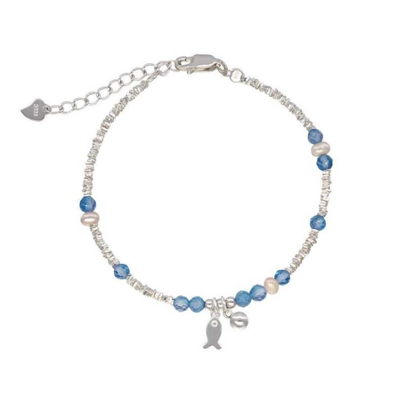 Blue Crystal Summer Dopamine Bracelet for Women - Light Luxury Design, Sweet & Cute Versatile Accessory Blue Crystal Summer Dopamine Bracelet for Women - Light Luxury Design, Sweet & Cute Versatile Accessory