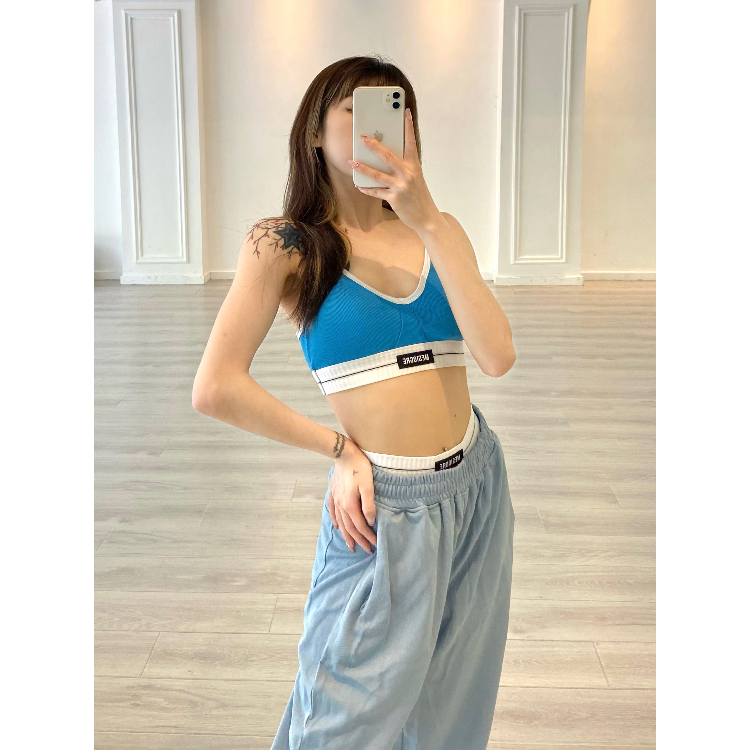 Blue Padded Camisole and Underwear Set for Women - Versatile Lingerie for Dancing and Sports, Y2K Style Blue Padded Camisole and Underwear Set for Women - Versatile Lingerie for Dancing and Sports, Y2K Style