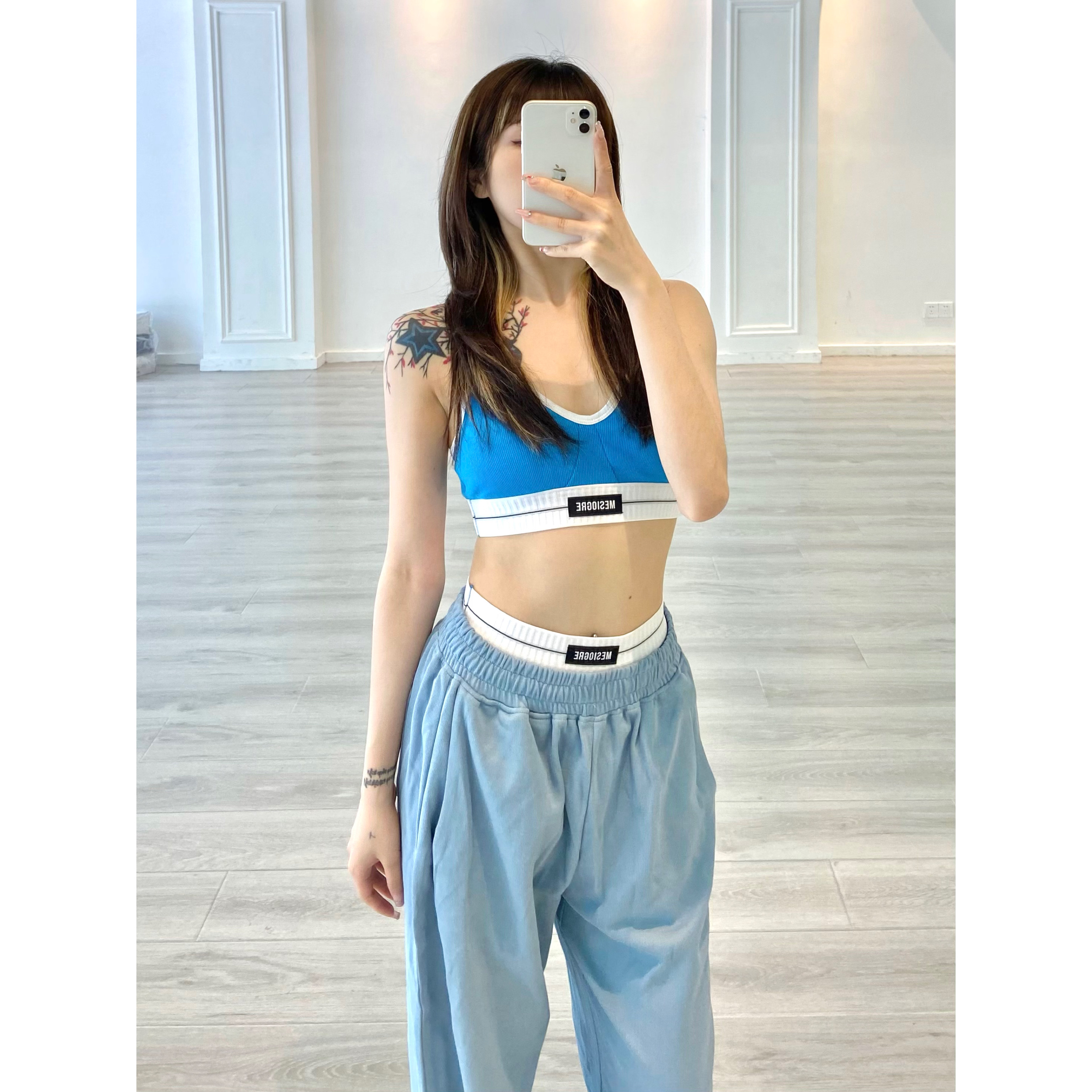 Blue Padded Camisole and Underwear Set for Women - Versatile Lingerie for Dancing and Sports, Y2K Style Blue Padded Camisole and Underwear Set for Women - Versatile Lingerie for Dancing and Sports, Y2K Style