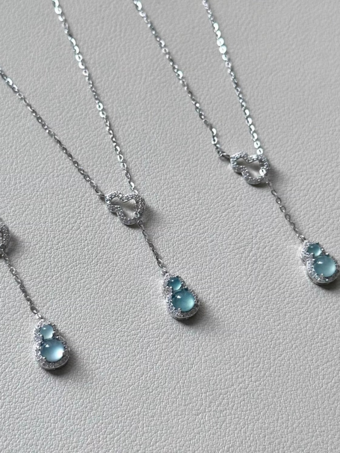 Blue Water Jade Gourd Necklace in S925 Silver - Chinese Style Cool Feeling Accessory for Modern Fashion Blue Water Jade Gourd Necklace in S925 Silver - Chinese Style Cool Feeling Accessory for Modern Fashion