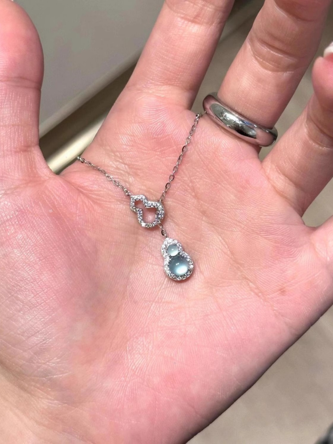 Blue Water Jade Gourd Necklace in S925 Silver - Chinese Style Cool Feeling Accessory for Modern Fashion Blue Water Jade Gourd Necklace in S925 Silver - Chinese Style Cool Feeling Accessory for Modern Fashion