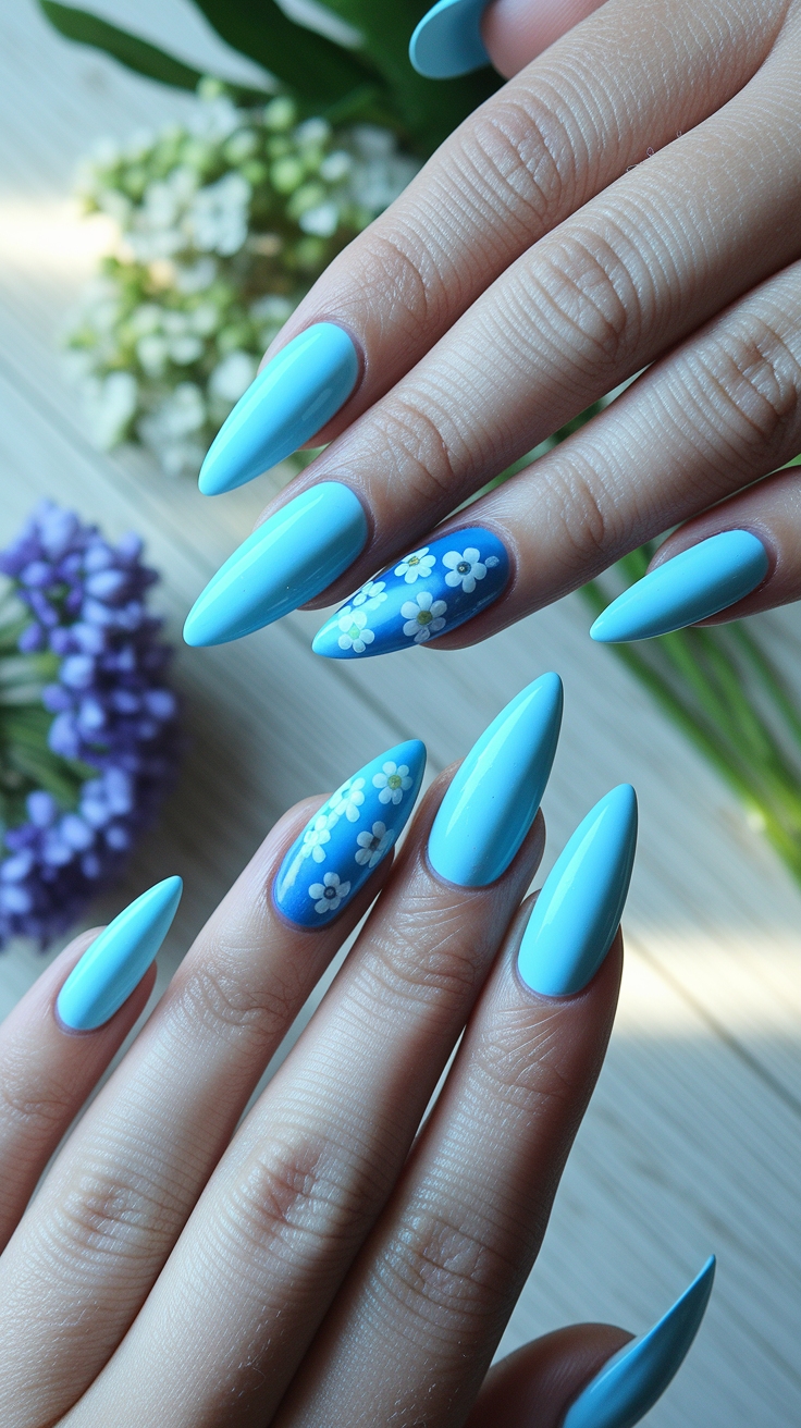 blue spring nail ideas outfit idea