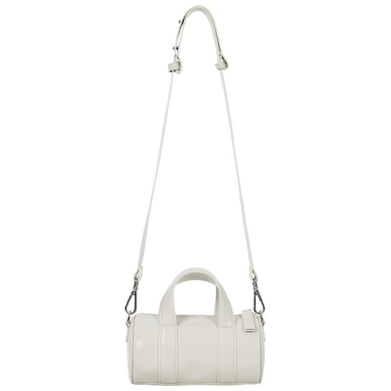 Bo Pai Small Tube Leather Handheld Crossbody Bag with Wide Shoulder Strap - Stylish Horizontal Round Design