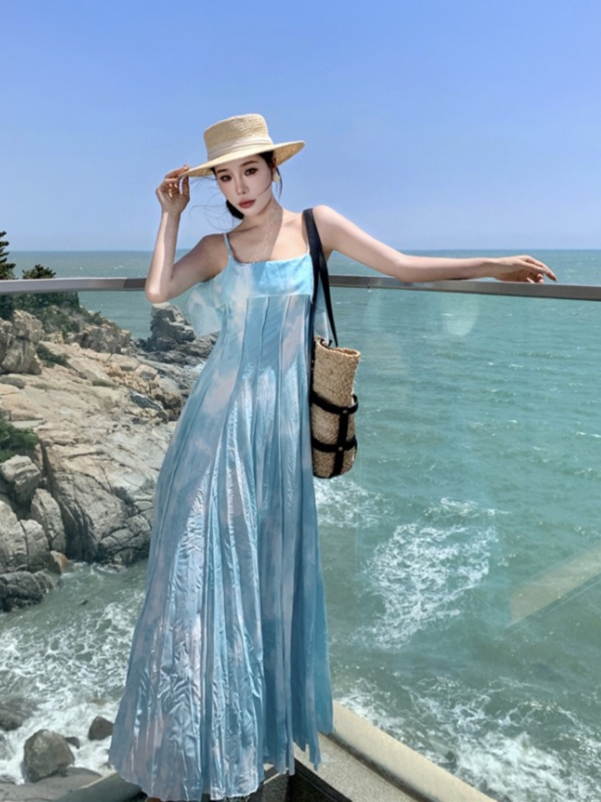 Bohemian Spaghetti Strap Maxi Dress - Thailand Sanya Wind Beach Skirt for Seaside Vacation - Slimming Long Dress Bohemian Spaghetti Strap Maxi Dress - Thailand Sanya Wind Beach Skirt for Seaside Vacation - Slimming Long Dress