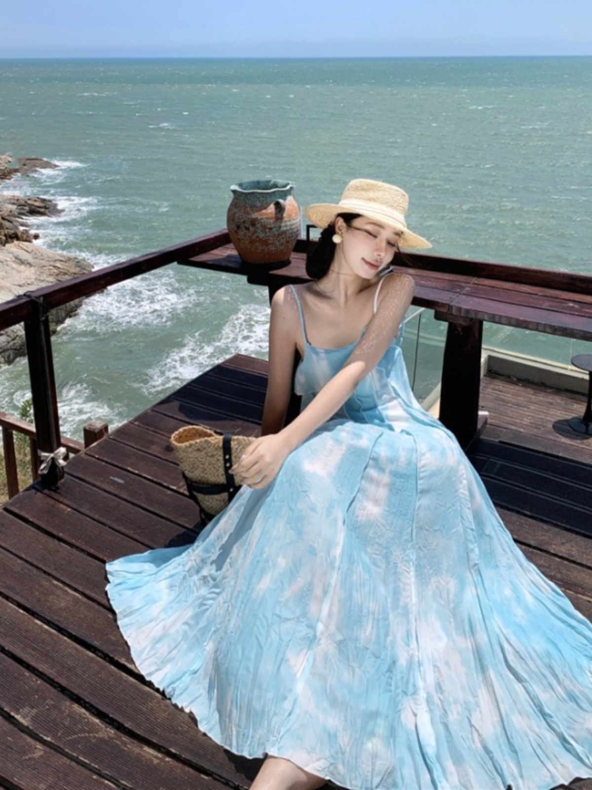 Bohemian Spaghetti Strap Maxi Dress - Thailand Sanya Wind Beach Skirt for Seaside Vacation - Slimming Long Dress Bohemian Spaghetti Strap Maxi Dress - Thailand Sanya Wind Beach Skirt for Seaside Vacation - Slimming Long Dress