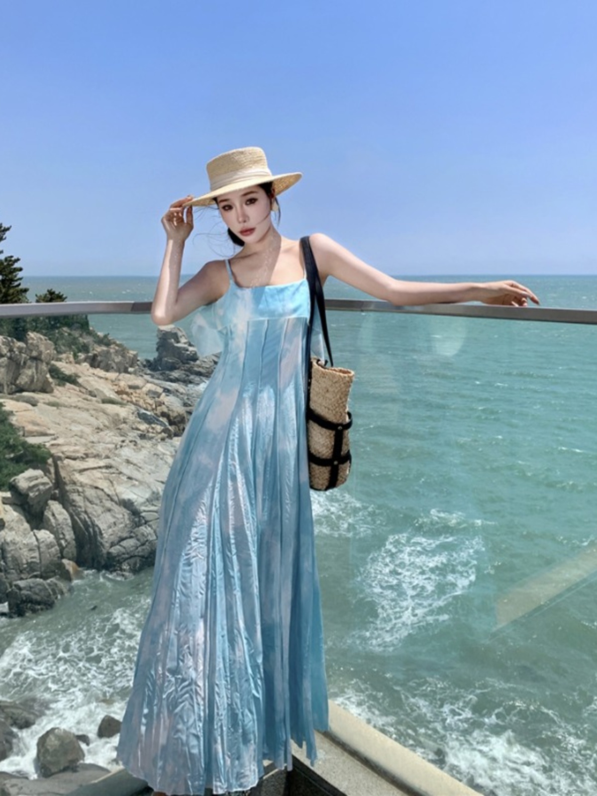 Bohemian Spaghetti Strap Maxi Dress - Thailand Sanya Wind Beach Skirt for Seaside Vacation - Slimming Long Dress Bohemian Spaghetti Strap Maxi Dress - Thailand Sanya Wind Beach Skirt for Seaside Vacation - Slimming Long Dress