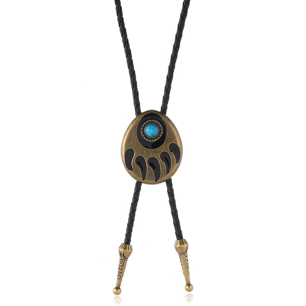 Bohemian Style Turquoise Pendant Polo Tie Clip - Adjustable Cross-Border Design for Unique Fashion Statement