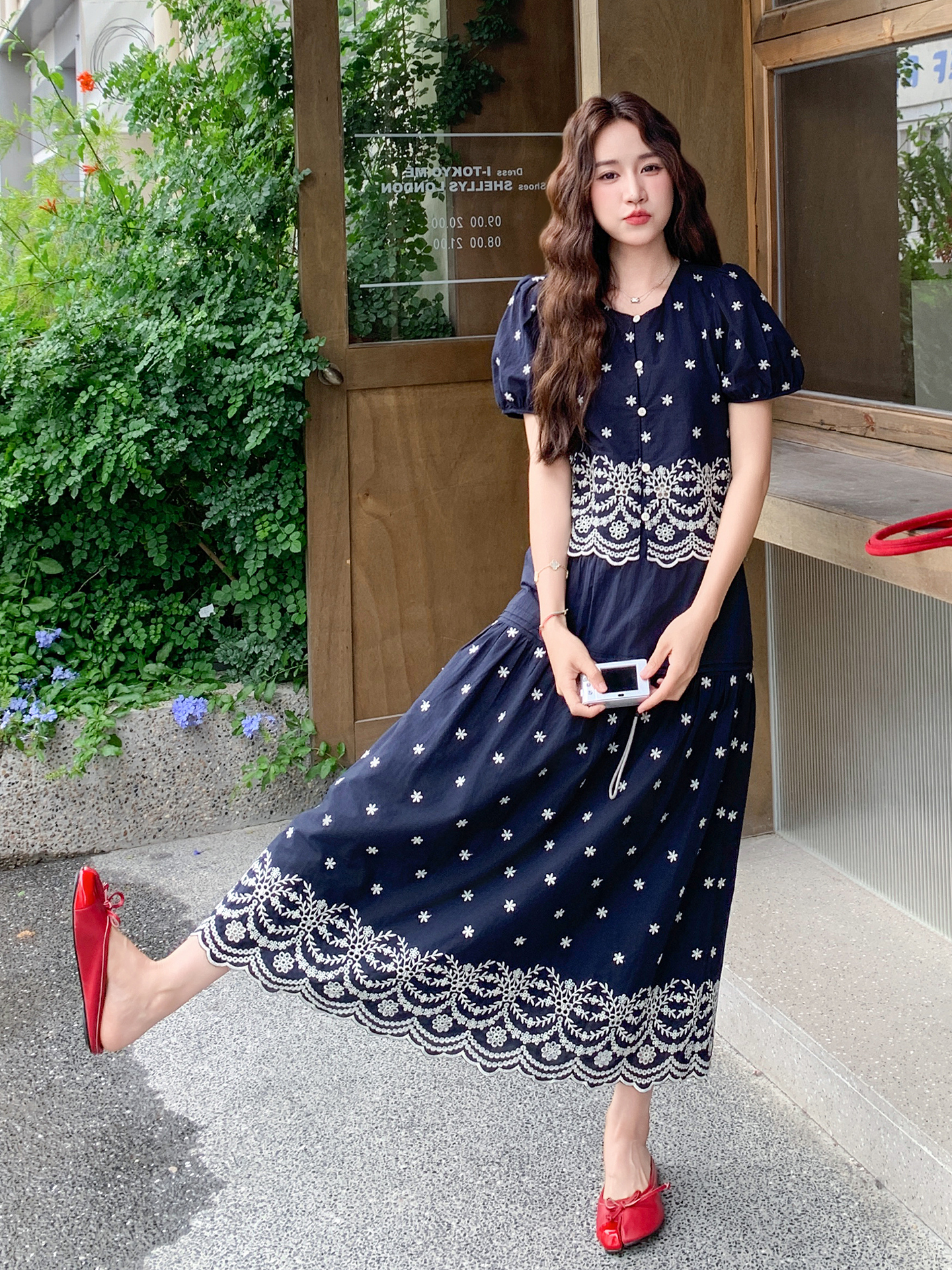 Bohemian Vintage Embroidered Two-Piece Set for Women - Summer 2025 Puff Sleeve Top and Skirt Vacation Style
