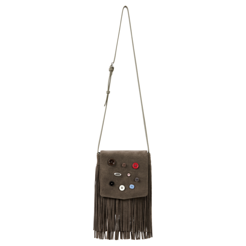 Boho Chic Leather Fringe Crossbody Bag with Button Detail - California Pony Hippie Style