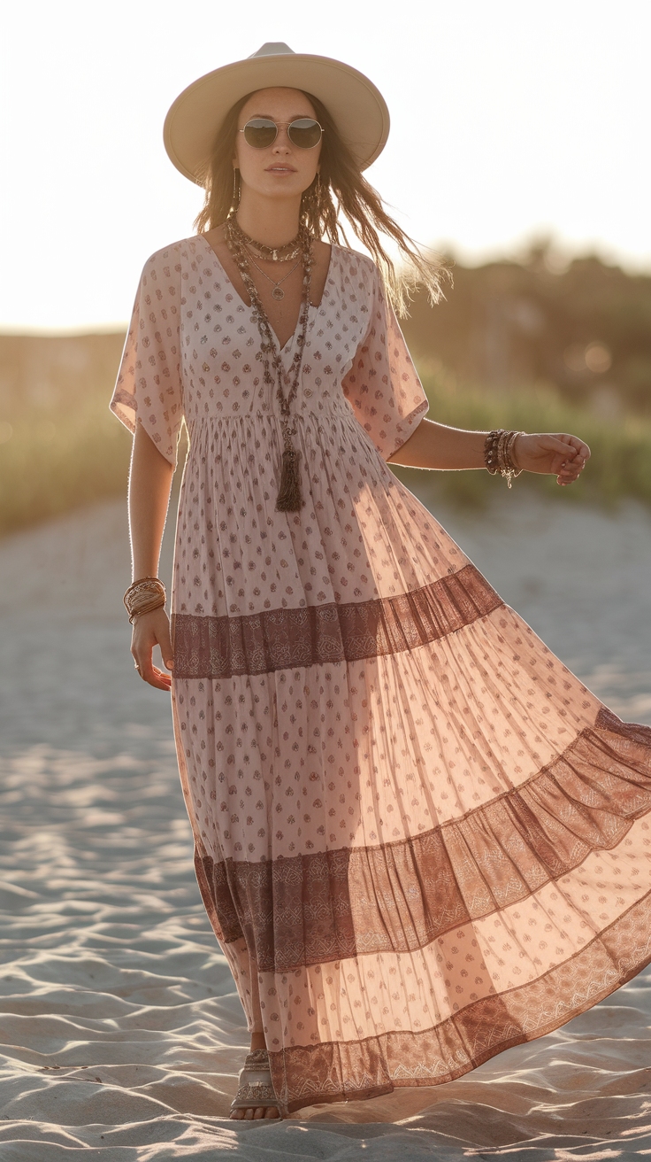 Inspiring Boho Maxi Dress Outfit Ideas for Summer Days outfit idea