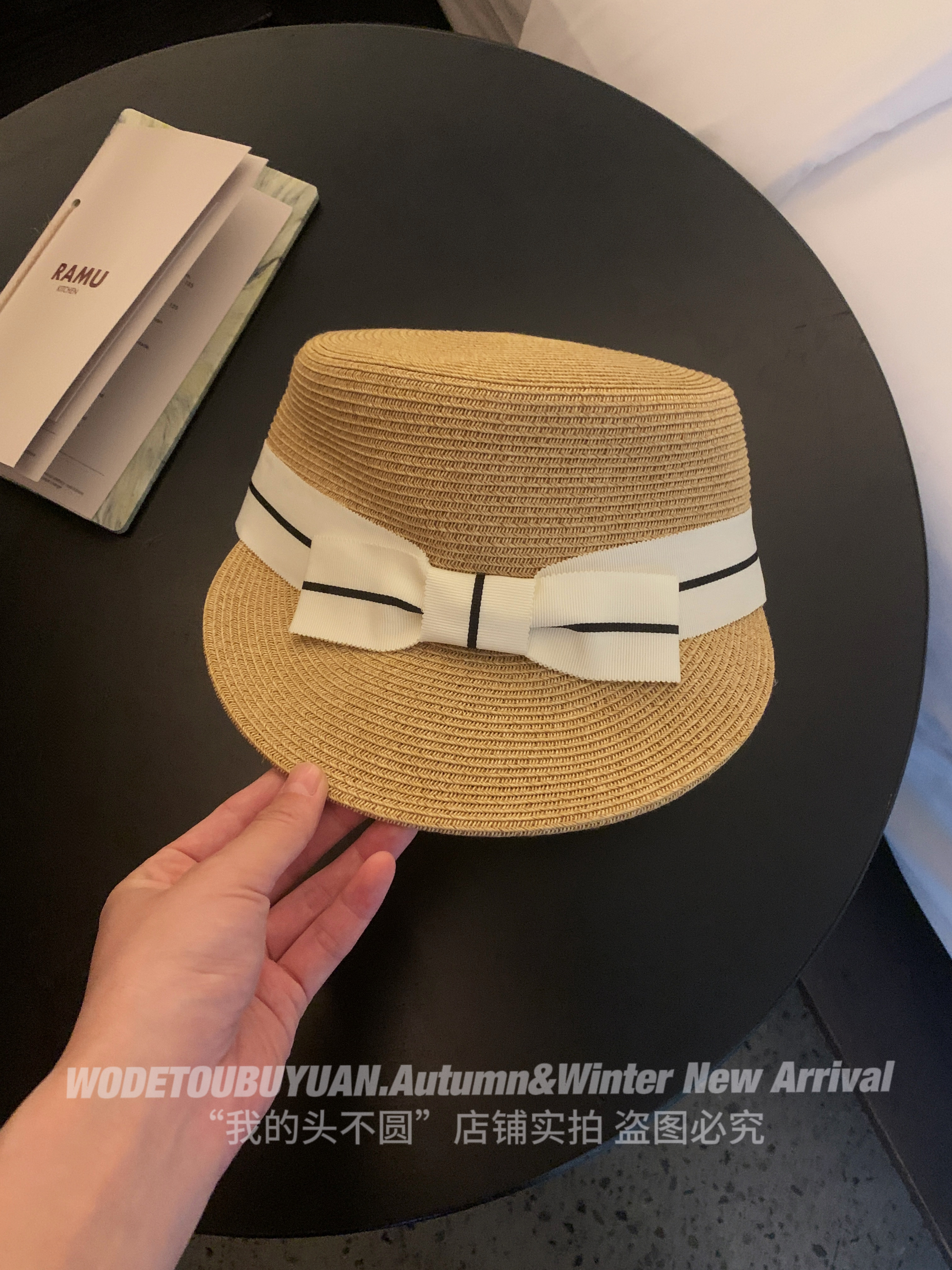 Bowknot Straw Sun Hat for Women - Versatile Duckbill Cap, Summer 2025 Style, Flattering Design for a Smaller Face