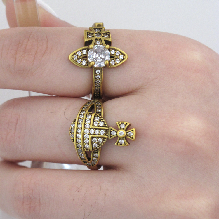 British Retro Stacked Saturn Element Ring for Women, Open Design Light Luxury Gold Color, Fashionable Color-Preserving Finger Ring British Retro Stacked Saturn Element Ring for Women, Open Design Light Luxury Gold Color, Fashionable Color-Preserving Finger Ring