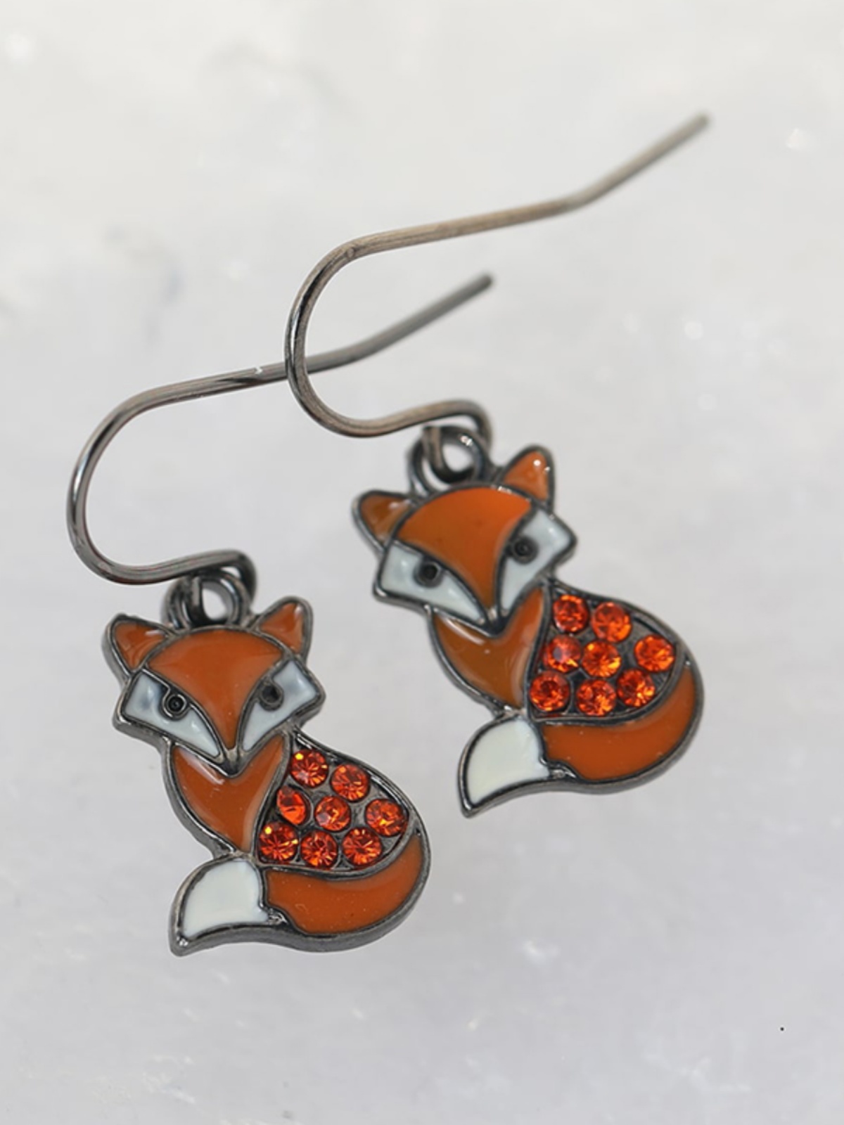 Brown Fox Ear Drop Earrings with Enamel and Sparkling Diamonds - Exquisite Animal Jewelry, Fashionable Accessories for a Chic Look Brown Fox Ear Drop Earrings with Enamel and Sparkling Diamonds - Exquisite Animal Jewelry, Fashionable Accessories for a Chic Look
