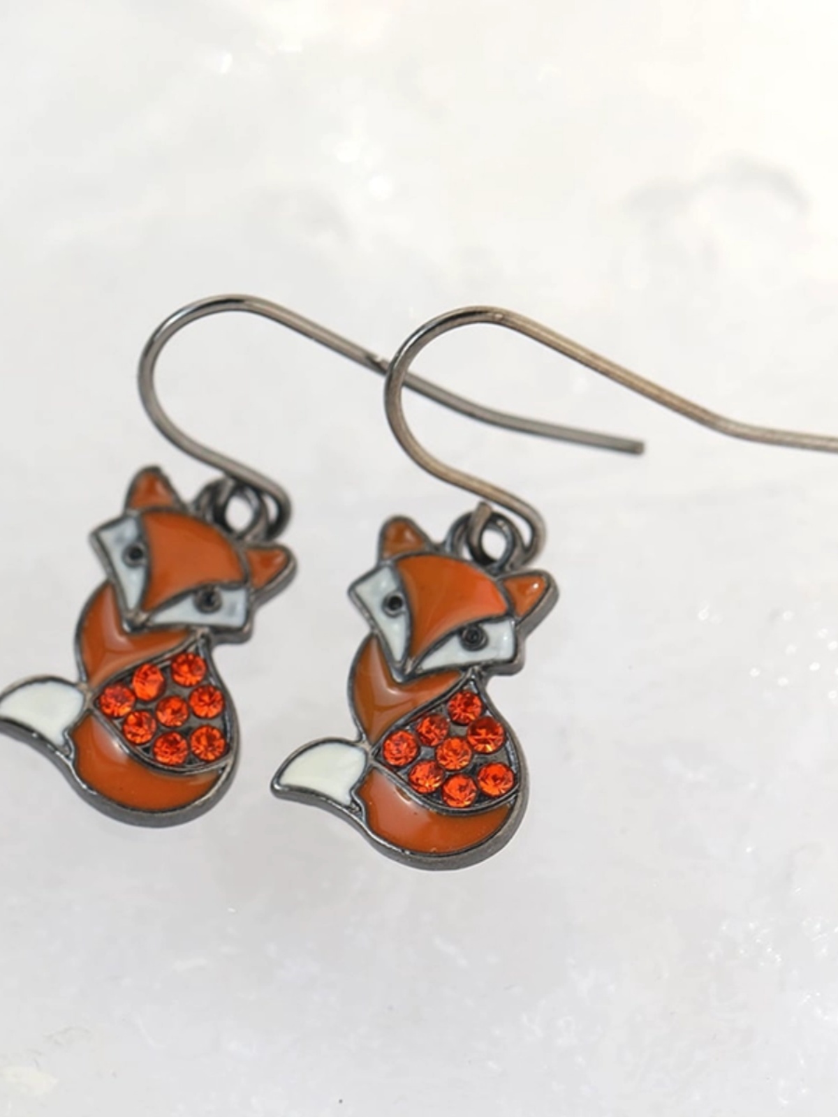 Brown Fox Ear Drop Earrings with Enamel and Sparkling Diamonds - Exquisite Animal Jewelry, Fashionable Accessories for a Chic Look Brown Fox Ear Drop Earrings with Enamel and Sparkling Diamonds - Exquisite Animal Jewelry, Fashionable Accessories for a Chic Look
