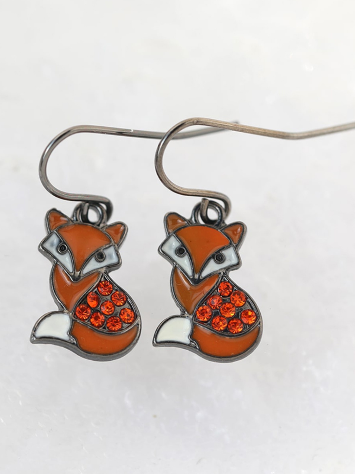 Brown Fox Ear Drop Earrings with Enamel and Sparkling Diamonds - Exquisite Animal Jewelry, Fashionable Accessories for a Chic Look Brown Fox Ear Drop Earrings with Enamel and Sparkling Diamonds - Exquisite Animal Jewelry, Fashionable Accessories for a Chic Look