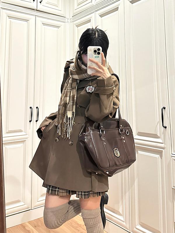 Brown Mid-Length Trench Coat for Women - 2025 Autumn JK Uniform Style for Petite Sizes Brown Mid-Length Trench Coat for Women - 2025 Autumn JK Uniform Style for Petite Sizes