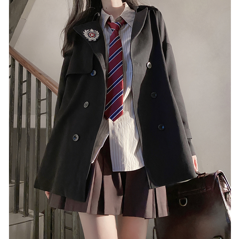 Brown Mid-Length Trench Coat for Women - 2025 Autumn JK Uniform Style for Petite Sizes Brown Mid-Length Trench Coat for Women - 2025 Autumn JK Uniform Style for Petite Sizes