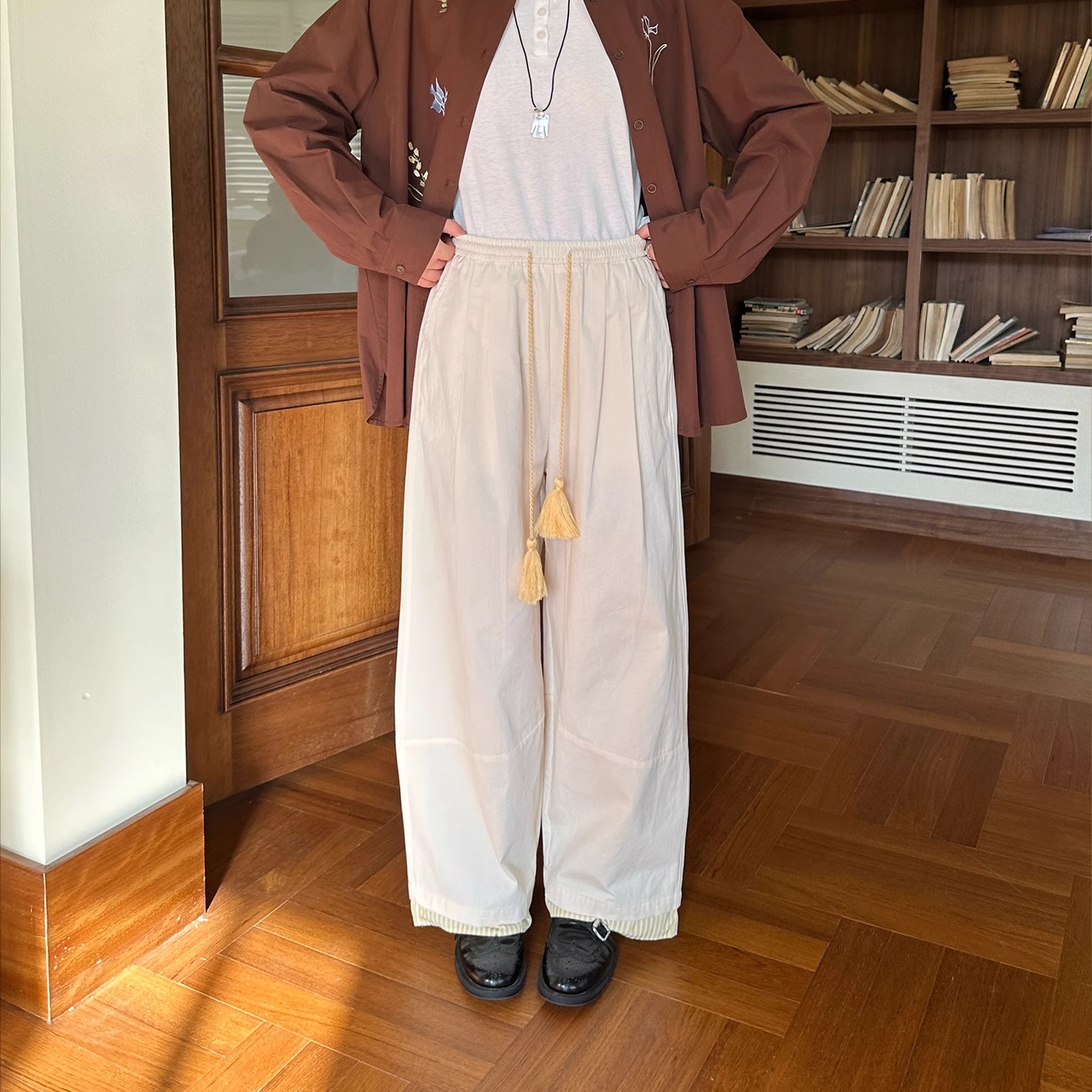 Bulin Magazine Tassel Spliced Casual Wide-Leg Pants - Versatile Loose Fit Trousers for Effortless Style Bulin Magazine Tassel Spliced Casual Wide-Leg Pants - Versatile Loose Fit Trousers for Effortless Style