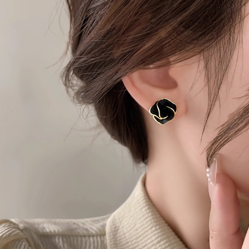 Camellia Stud Earrings for Women - Light Luxury Temperament Ear Accessories, High-End Floral Design