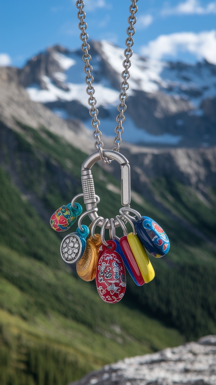 Carabiner Necklace with Charms: A Unique Accessory outfit idea