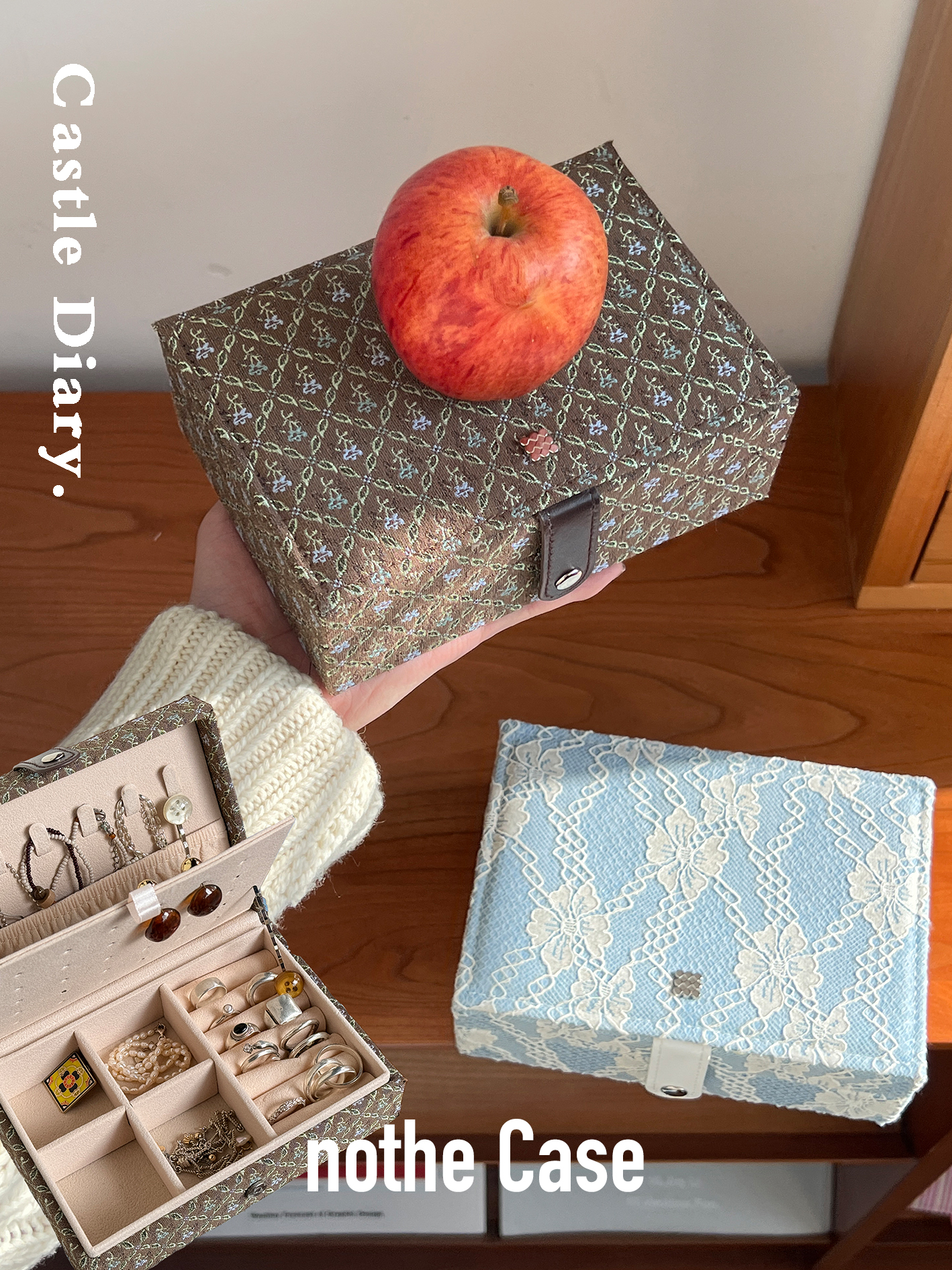 Castle Diary Jewelry Box - Original Niche Storage for Accessories, Vintage Style Organizer for Rings, Necklaces, and More