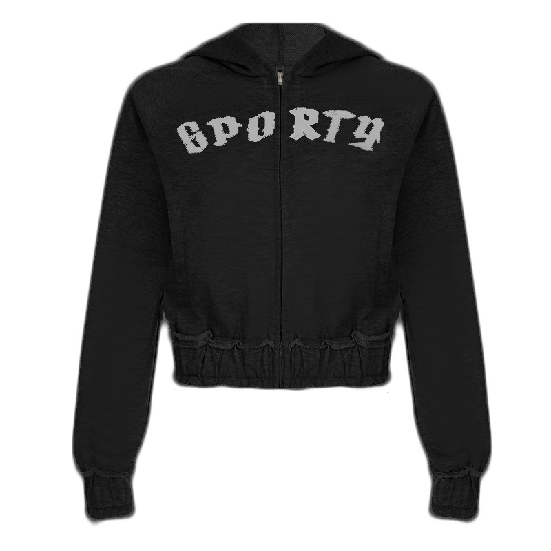 Casual American Style Letter Print Short Hoodie Jacket and High-Waisted Trendy Long Pants Set Casual American Style Letter Print Short Hoodie Jacket and High-Waisted Trendy Long Pants Set