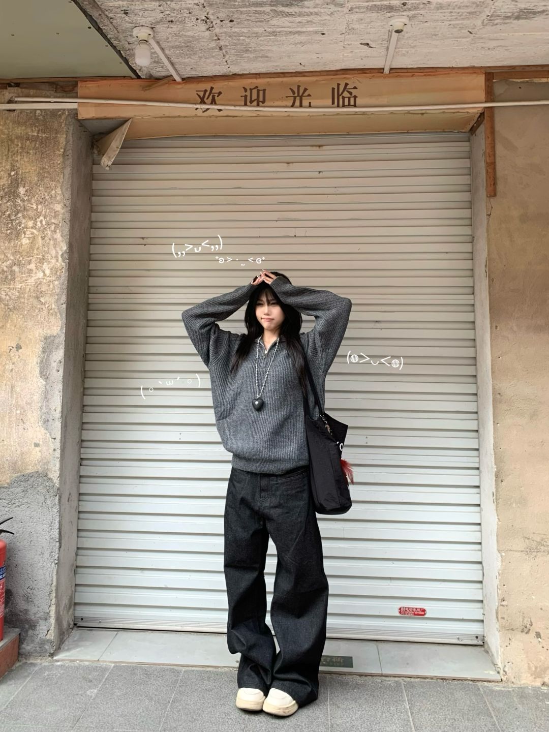 Casual Gray Half-Zip Knitted Sweater - Eccentric American Style, Loose Fit, Versatile Long Sleeve Top for Effortless Chic Casual Gray Half-Zip Knitted Sweater - Eccentric American Style, Loose Fit, Versatile Long Sleeve Top for Effortless Chic