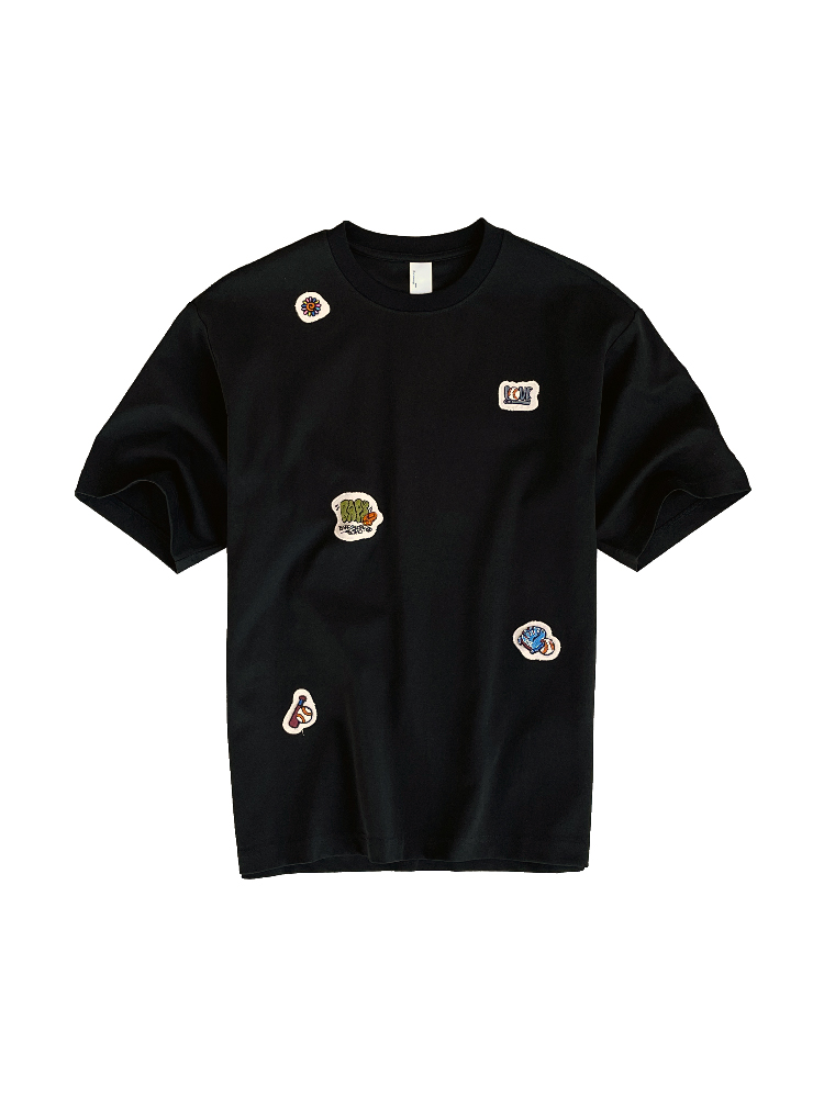 Casual Minimalist Patch Embroidery Short Sleeve T-Shirt for Men - Summer Trendy Round Neck Tee in Hong Kong Style Casual Minimalist Patch Embroidery Short Sleeve T-Shirt for Men - Summer Trendy Round Neck Tee in Hong Kong Style