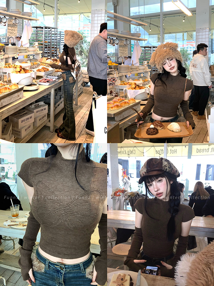 Charming Spicy Butterfly Detachable Half High Neck Knitted Top for Women – Trendy Square Design, Perfect for 90s and Y2K Fashion Charming Spicy Butterfly Detachable Half High Neck Knitted Top for Women – Trendy Square Design, Perfect for 90s and Y2K Fashion