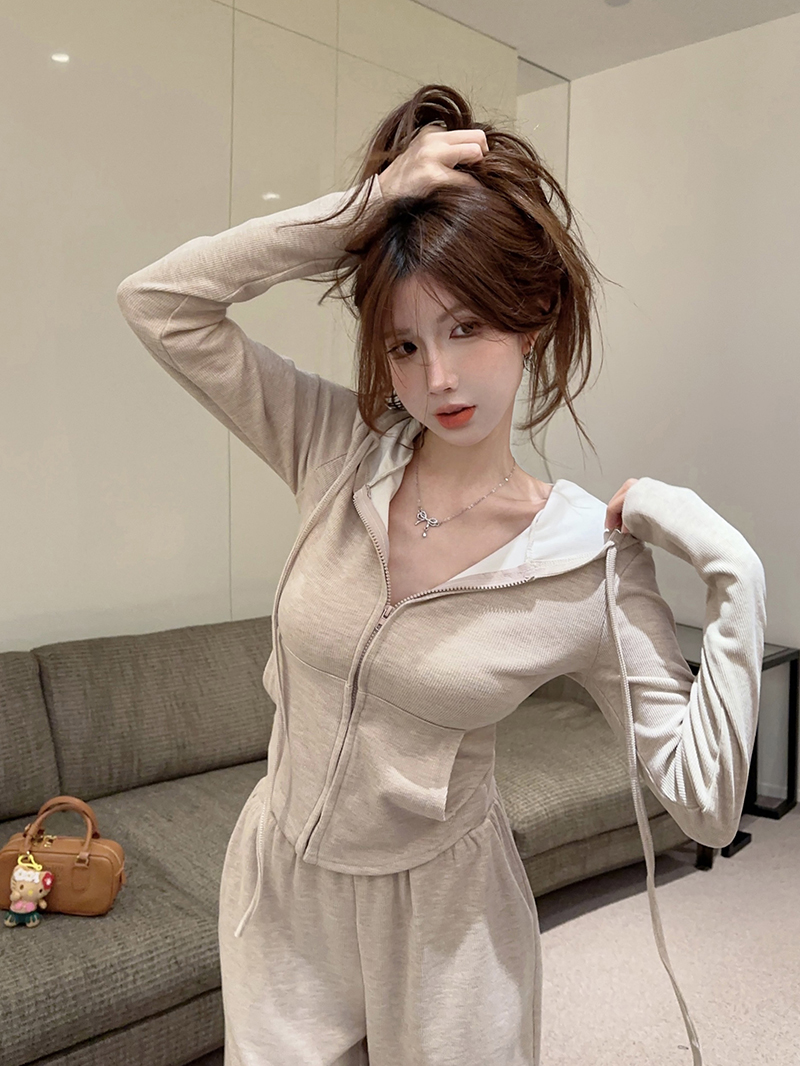 Chic Casual Sports Hoodie and Wide-Leg Pants Set for Women, Trendy Street Style, High-End Vibe, Cool Girl Outfit