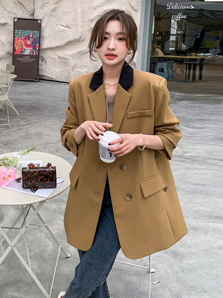 Chic Dark Coffee Small Suit Jacket for Women - High-End Casual Blazer for Petite Sizes, Perfect for Spring and Autumn