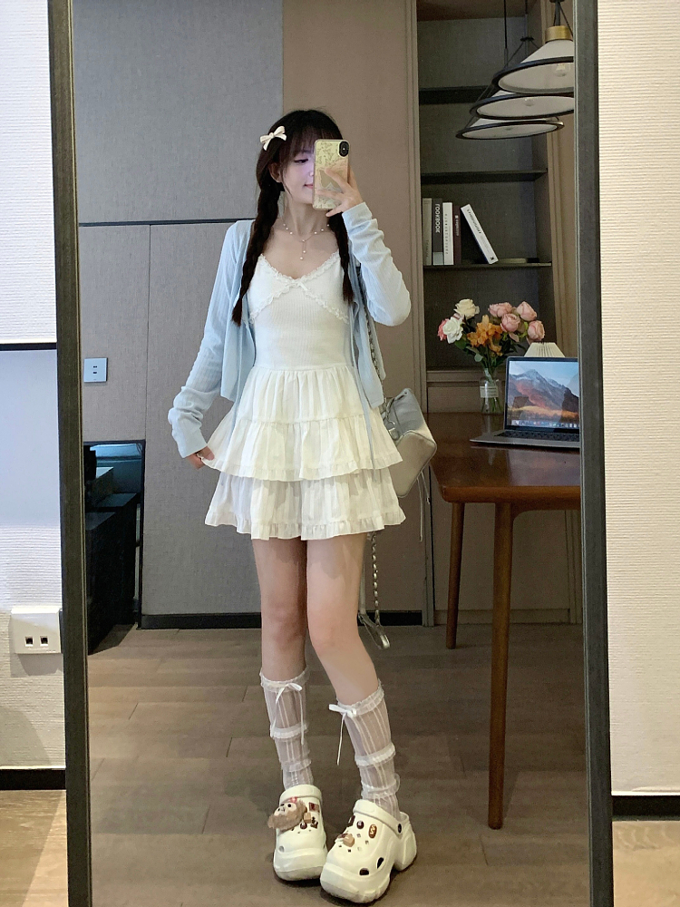 Chic French Style Spaghetti Strap Mini Dress - Sweet Summer Slimming Cake Dress for First Love Vibes Chic French Style Spaghetti Strap Mini Dress - Sweet Summer Slimming Cake Dress for First Love Vibes