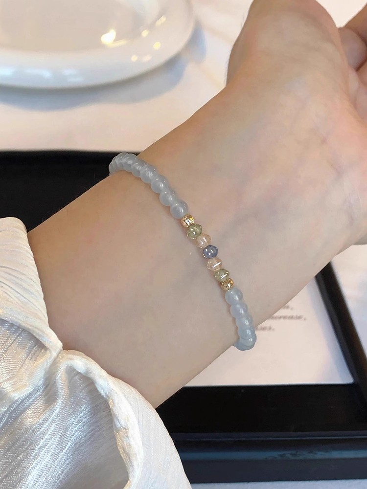 Chic Natural Aquamarine Bracelet for Women with High-End Czech Beads - Elegant French Design, Perfect for Special Occasions Chic Natural Aquamarine Bracelet for Women with High-End Czech Beads - Elegant French Design, Perfect for Special Occasions