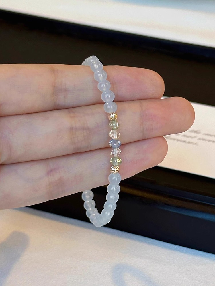 Chic Natural Aquamarine Bracelet for Women with High-End Czech Beads - Elegant French Design, Perfect for Special Occasions Chic Natural Aquamarine Bracelet for Women with High-End Czech Beads - Elegant French Design, Perfect for Special Occasions