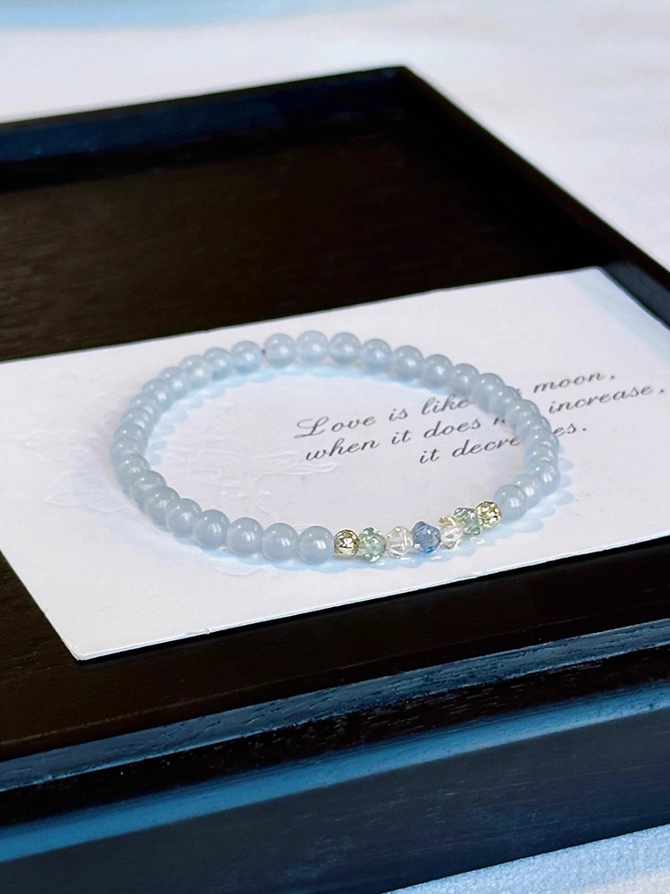 Chic Natural Aquamarine Bracelet for Women with High-End Czech Beads - Elegant French Design, Perfect for Special Occasions Chic Natural Aquamarine Bracelet for Women with High-End Czech Beads - Elegant French Design, Perfect for Special Occasions