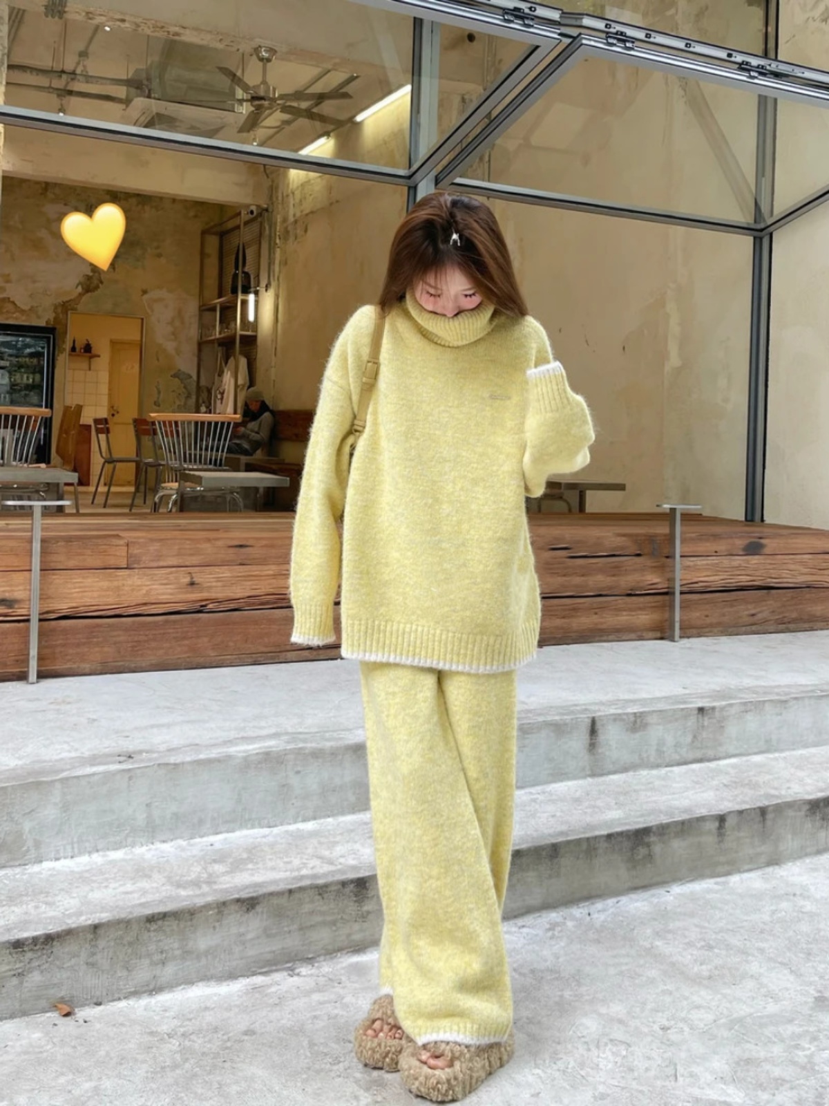 Chic Two-Piece Outfit Set for Women: Cozy Pullover Sweater & Slimming Wide-Leg Pants - Perfect for Late Autumn & Early Winter Fashion