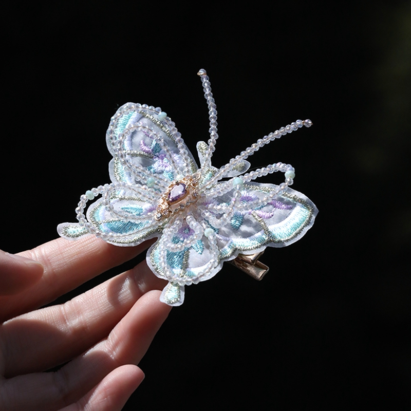 Chinese-Style Butterfly Beaded Hairpin for Women - Elegant Hanfu Hair Accessory with Fairy-Like Tang Dynasty Design