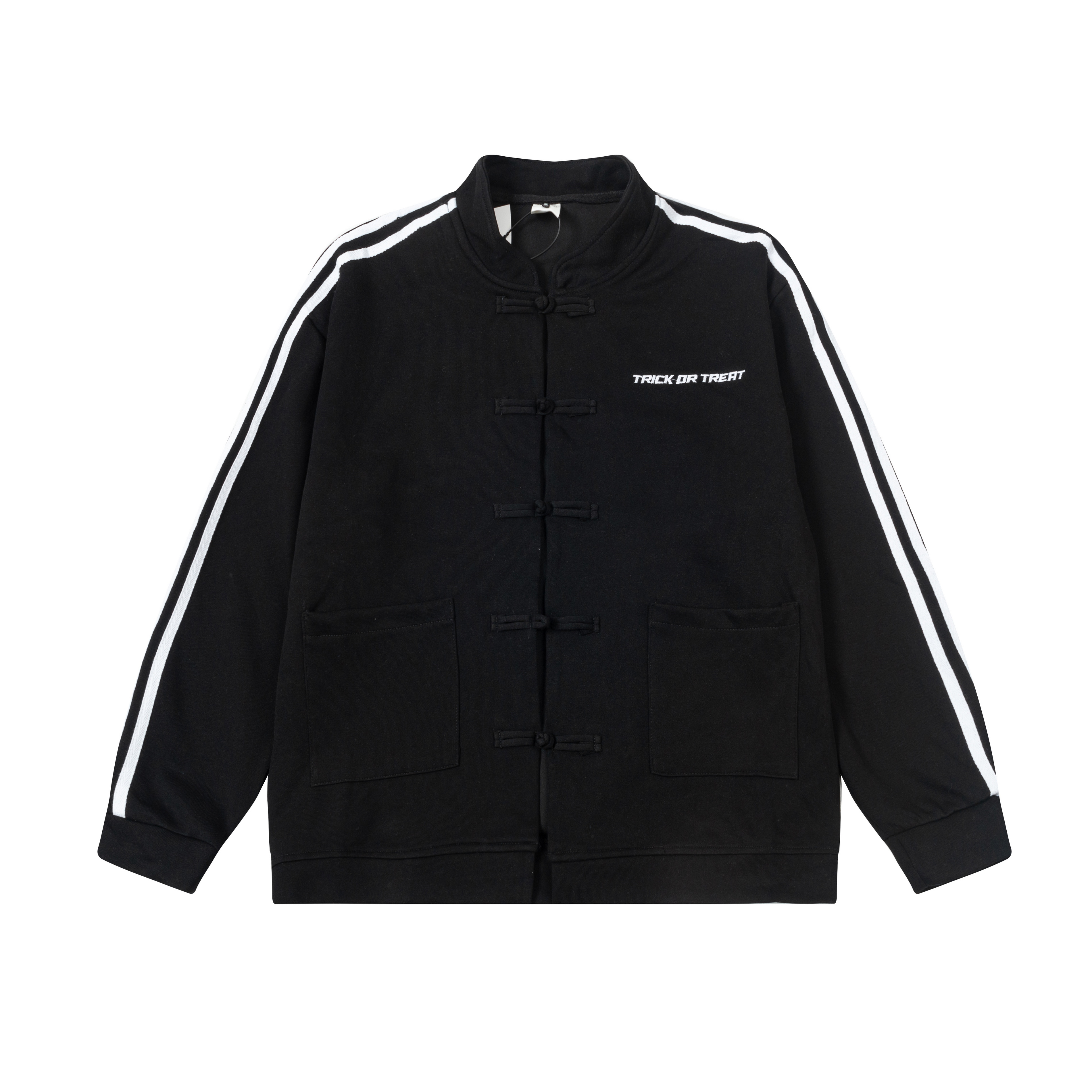 Chinese Style Button Jacket for Couples - Trendy Casual Autumn Top with Amoeba Design - National Trend Fashion