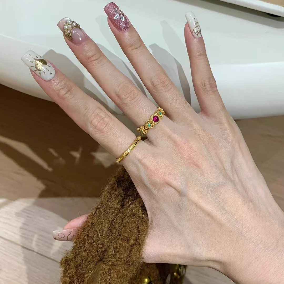 Chinese-Style Cloisonné Enamel Ring for Women, Colorful Window Flower Design, National Palace Museum Inspired, Versatile 2025 Jewelry Chinese-Style Cloisonné Enamel Ring for Women, Colorful Window Flower Design, National Palace Museum Inspired, Versatile 2025 Jewelry